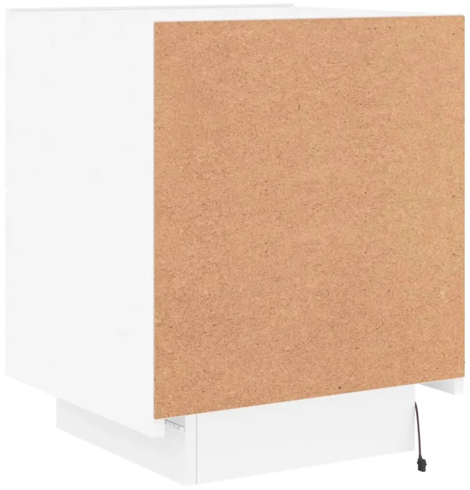 Mesas de cabeceira c/ luzes LED 2 pcs derivados madeira branco