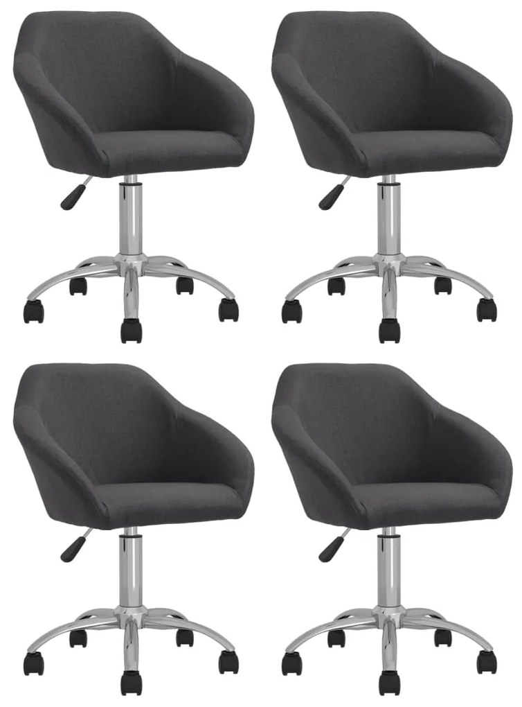 vidaXL Cadeiras de jantar giratórias 4 pcs tecido cinzento-escuro
