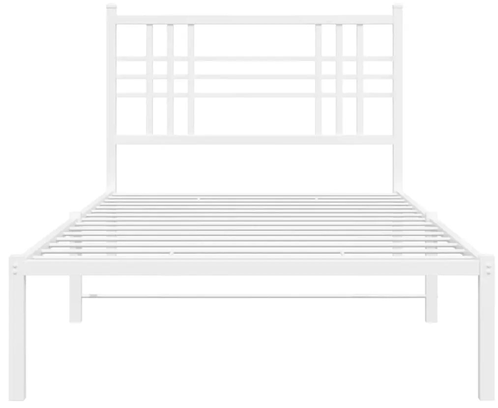 Estrutura de cama com cabeceira 100x190 cm metal branco