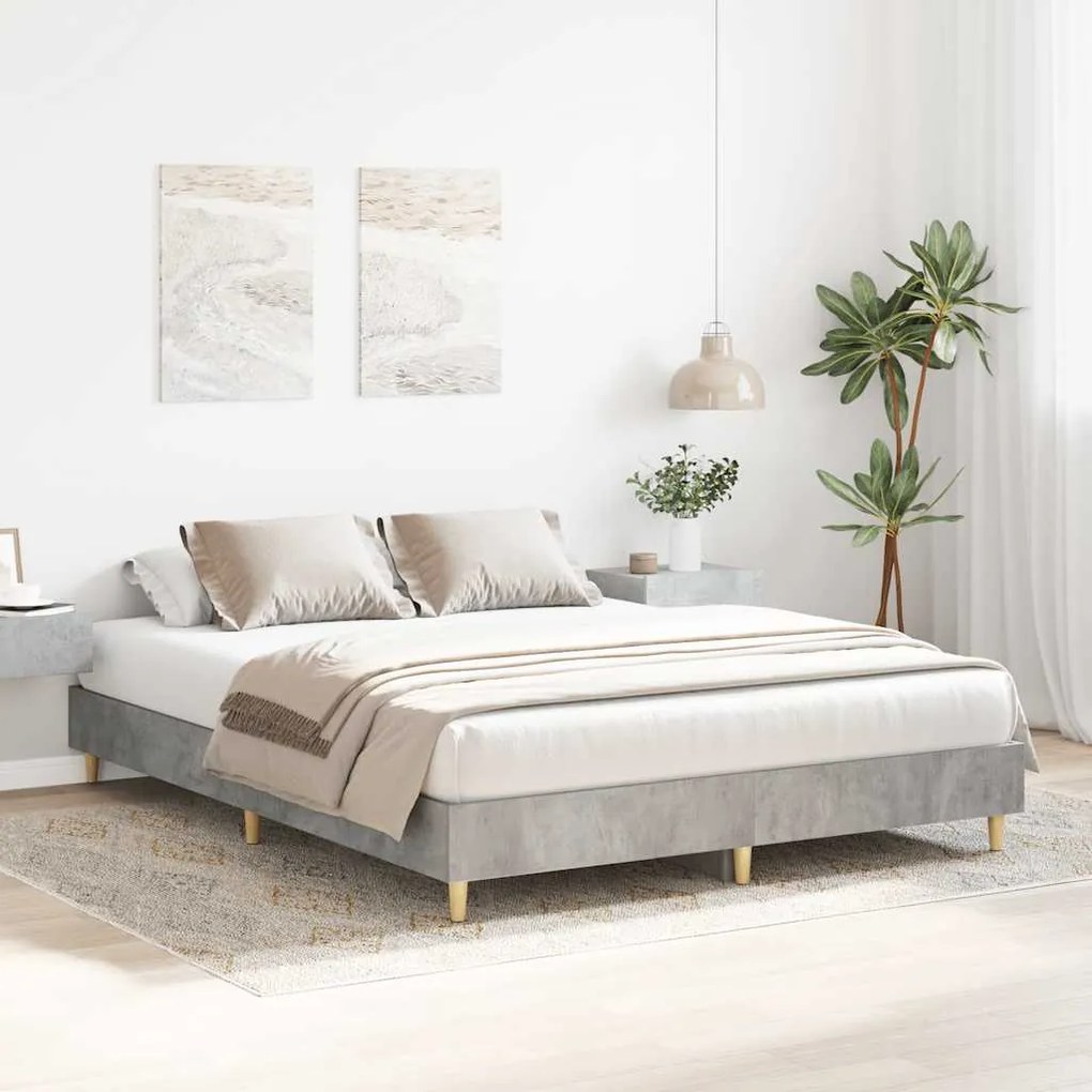 Estrutura de cama sem colchão 140x200 cm cinzento cimento