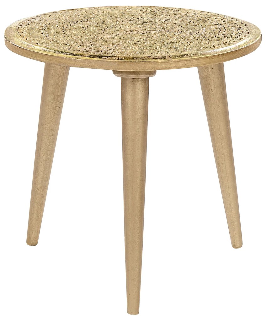 Conjunto de 2 mesas de apoio em madeira de mango dourada NARRA Beliani