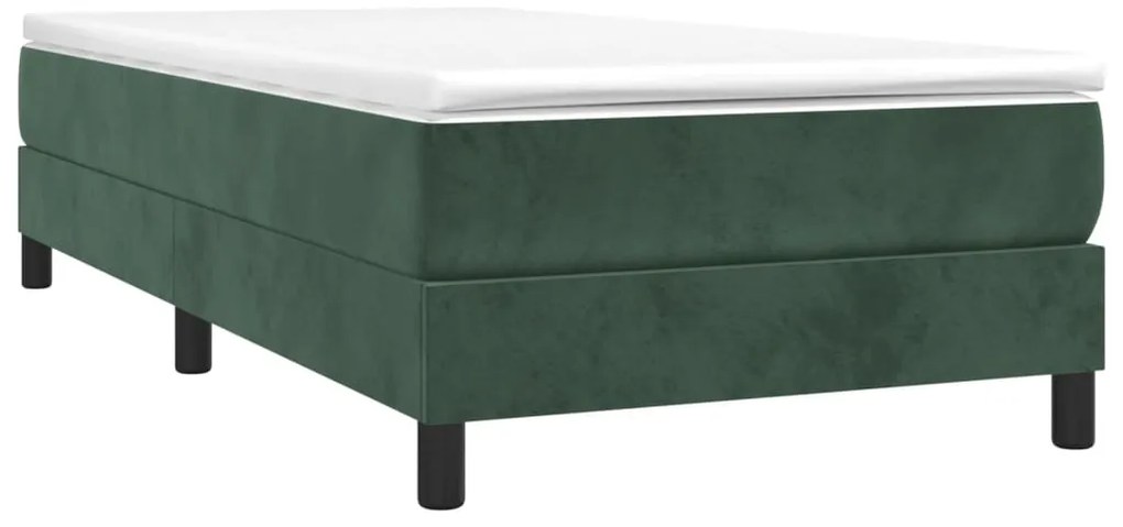 Cama com molas/colchão 80x200 cm veludo verde-escuro