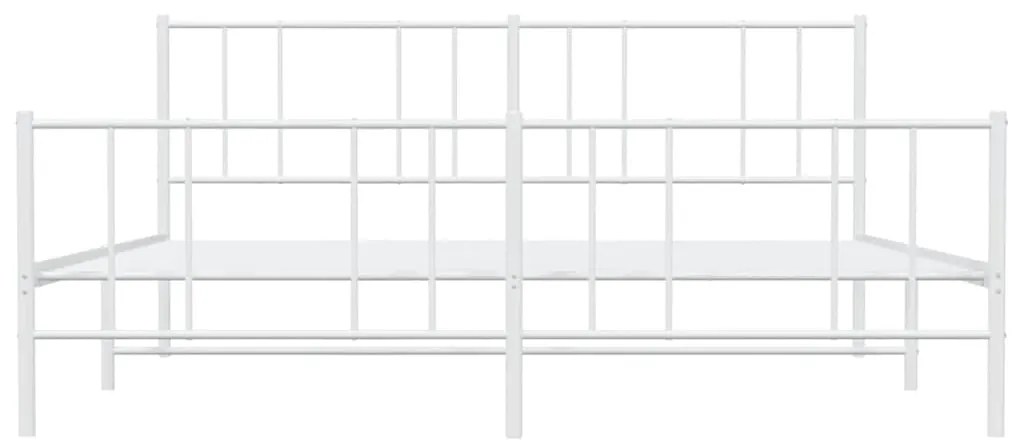 Estrutura de cama com cabeceira e pés 193x203 cm metal branco