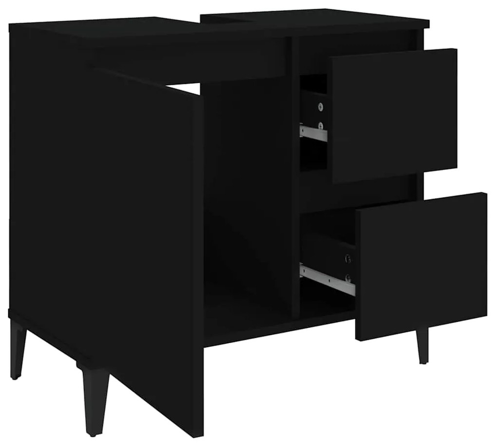 Armário de casa de banho 65x33x60cm derivados de madeira preto