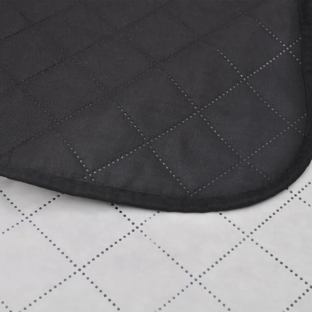 Colcha dupla face acolchoada preto/branco 230 x 260 cm
