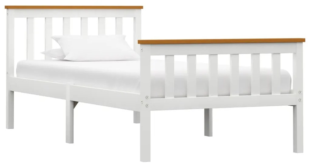 vidaXL Estrutura de cama em pinho maciço 90x200 cm branco