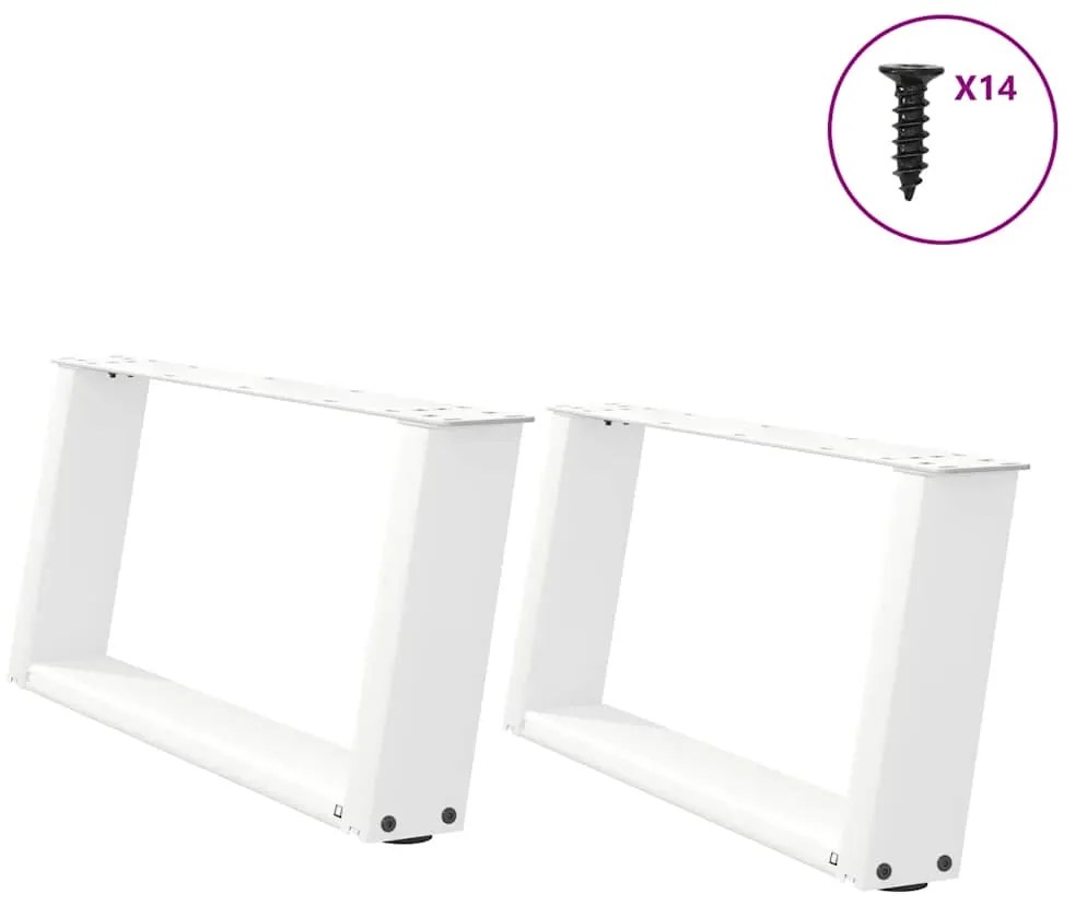 Pés para mesa de centro em formato de U, 2 peças, branco, 60x(30-31) c