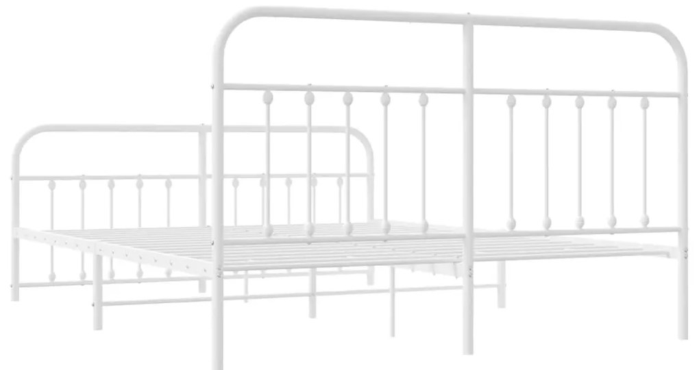 Estrutura de cama com cabeceira e pés 160x200 cm metal branco