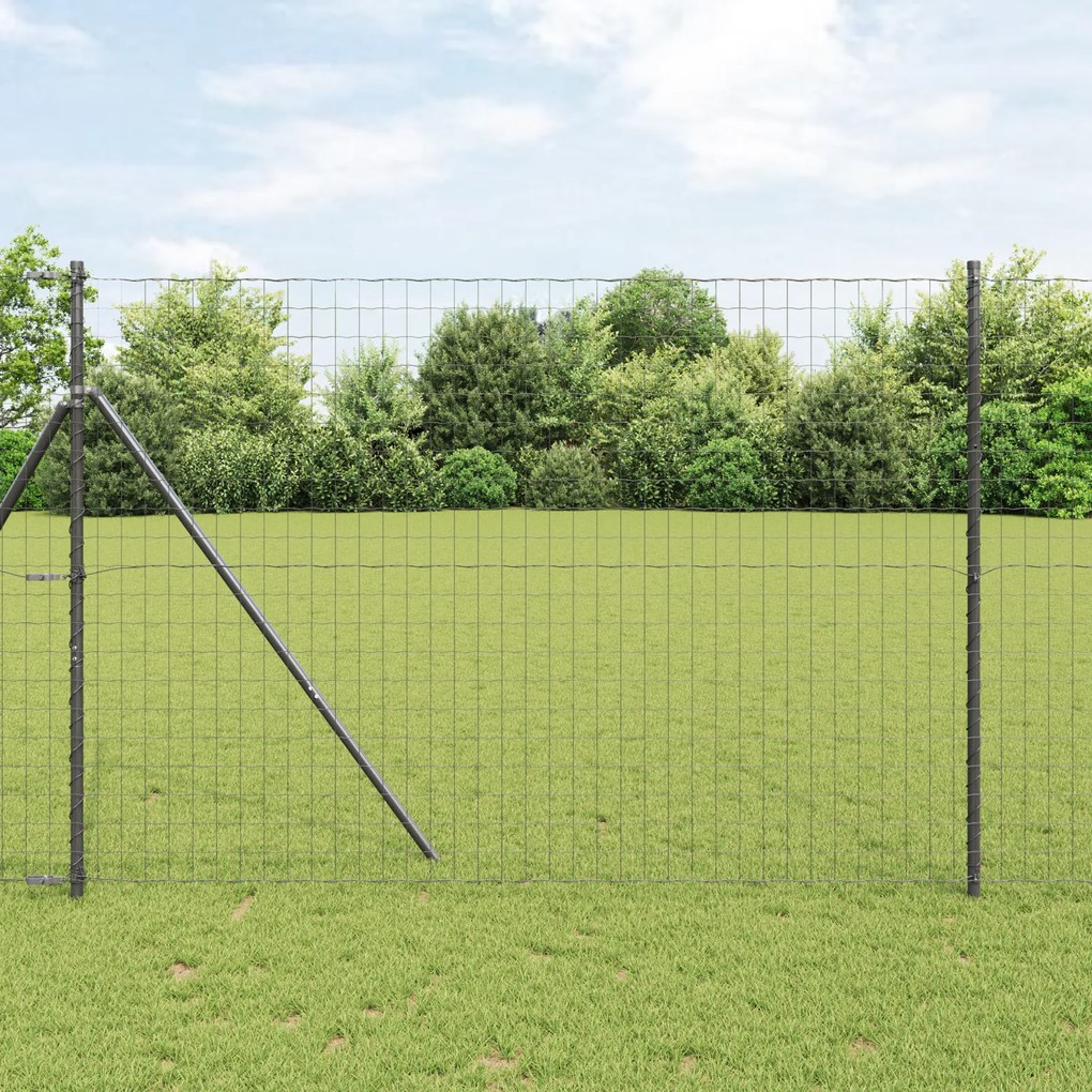 vidaXL Cerca Euro com 7 Postes 1.5x10 m Aço Galvanizado Cinza