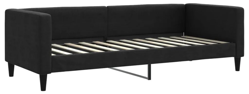 Sofá-cama com gavetão e gavetas 80x200 cm tecido preto