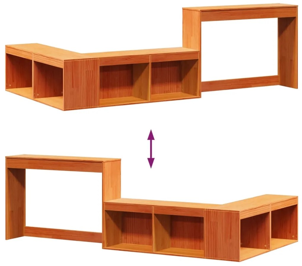 Mesa de cabeceira c/ secretária 232x122x75cm pinho castanho-mel
