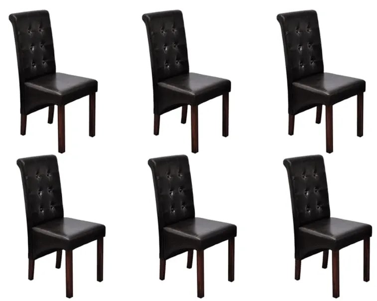 Cadeiras de jantar 6 pcs couro artificial castanho