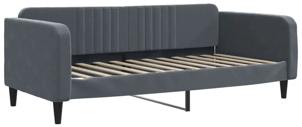 Sofá-cama com gavetão 90x200 cm veludo cinzento-escuro