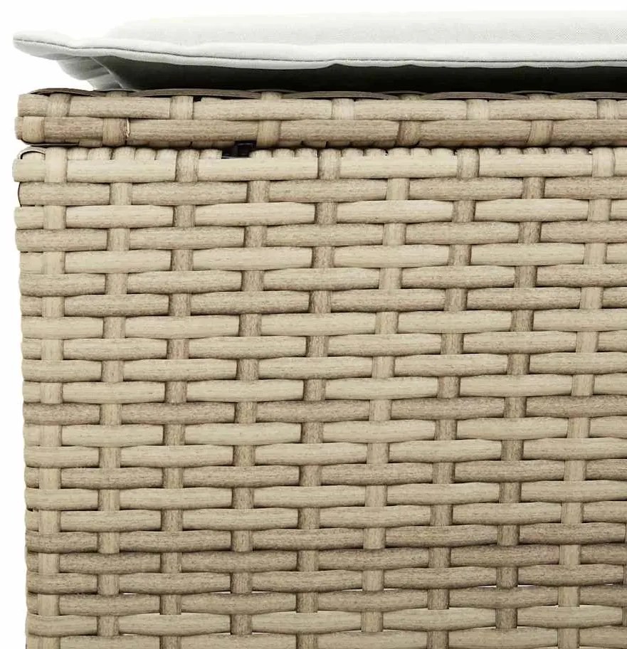 4 pcs conjunto de sofás para jardim c/ almofadões vime PE bege