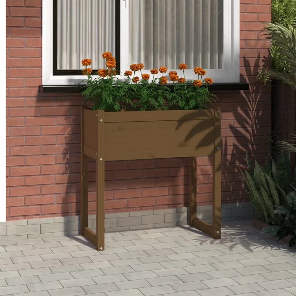 vidaXL Vaso/floreira 78x40x81 cm pinho maciço castanho-mel