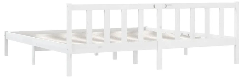 Estrutura de Cama Jane em Madeira de Pinho - 200x200 cm - Branco - Des