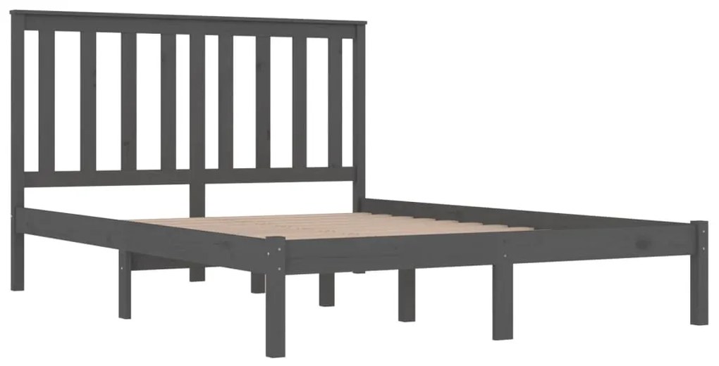 Estrutura de cama 200x200 cm pinho maciço cinzento