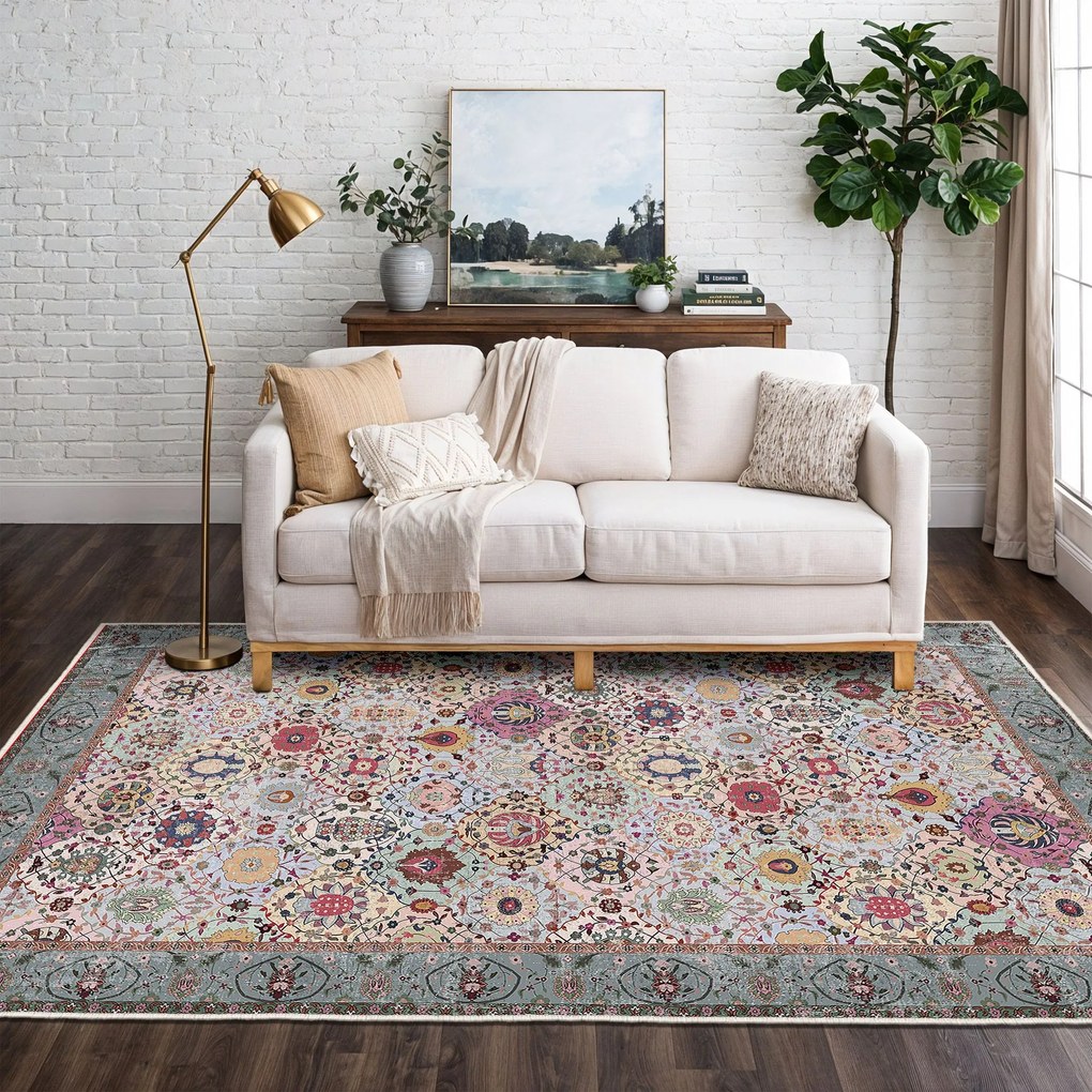 Tapete Woosonıl091 – Creme, Vermelho, Laranja, Azul, Verde – 160x230 c