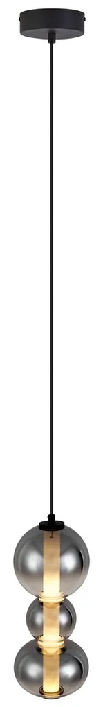 Candeeiro suspenso Art Deco preto com vidro fumado e transparente 5-luzes Incl. LED - Lizzy Art Deco