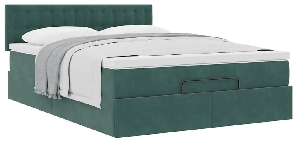 Estrutura de cama otomana com colchão 140x200 cm verde escuro