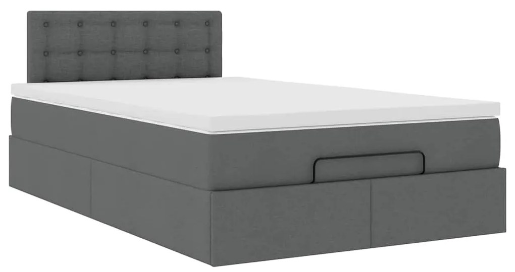 Cama otomana com colchão 120x200 cm tecido cinzento escuro