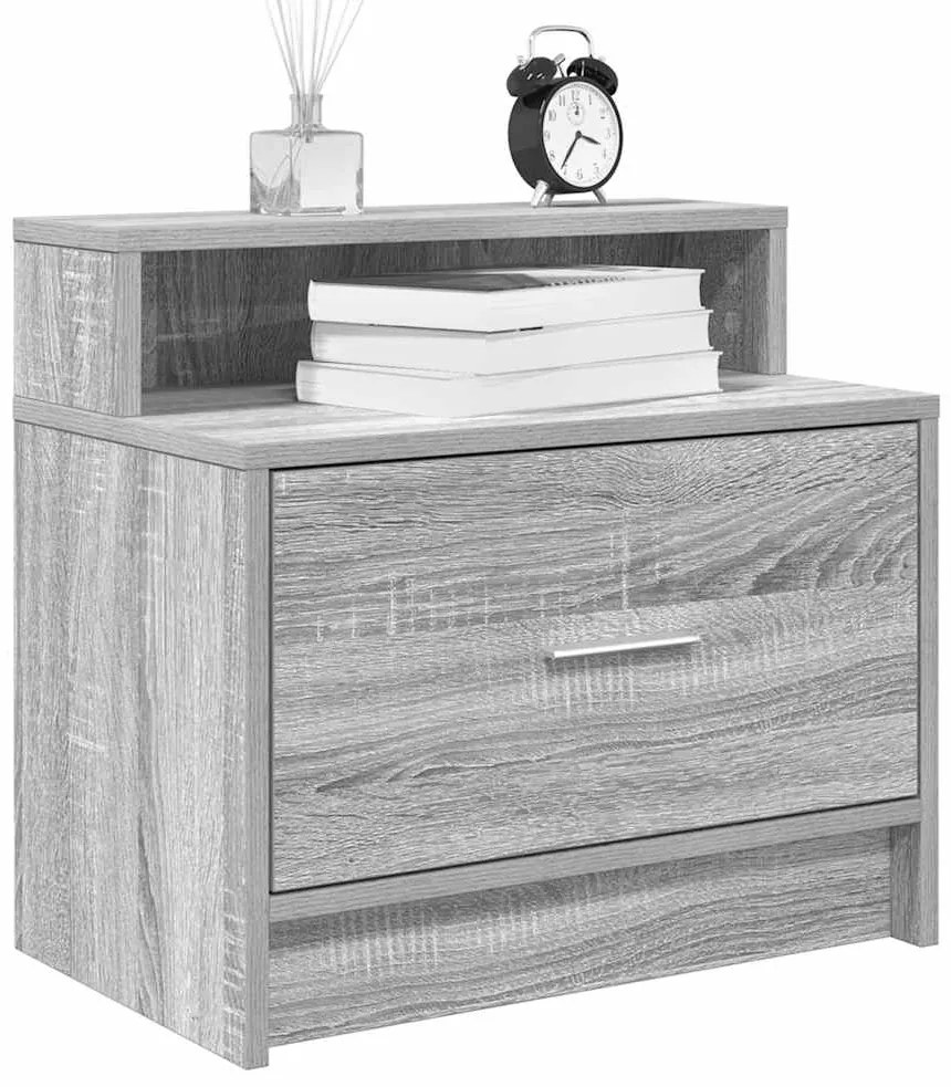 Mesa de cabeceira com gaveta 51x31x47 cm cinzento sonoma