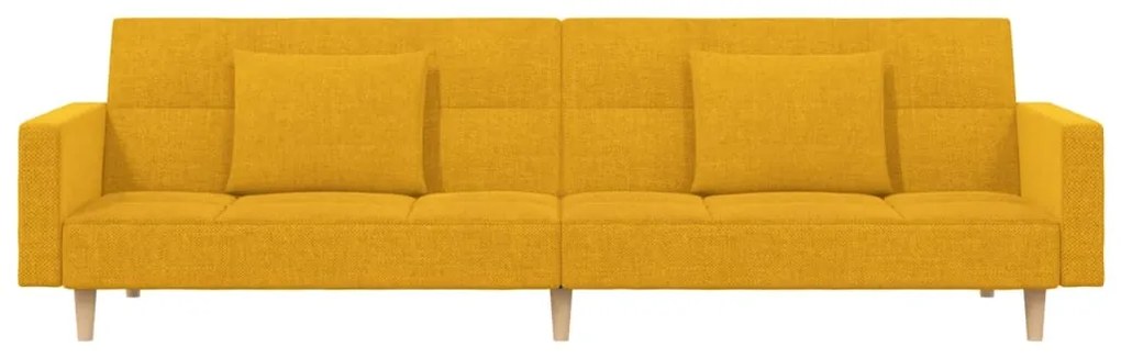 Sofá-cama 2 lugares com duas almofadas tecido amarelo