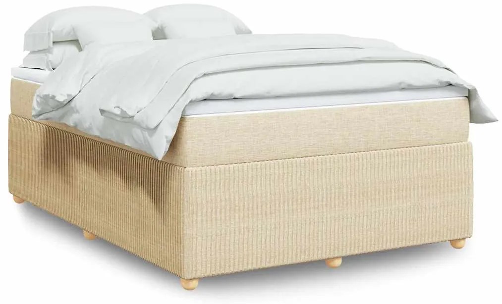 Cama com molas/colchão 160x200 cm tecido cor creme