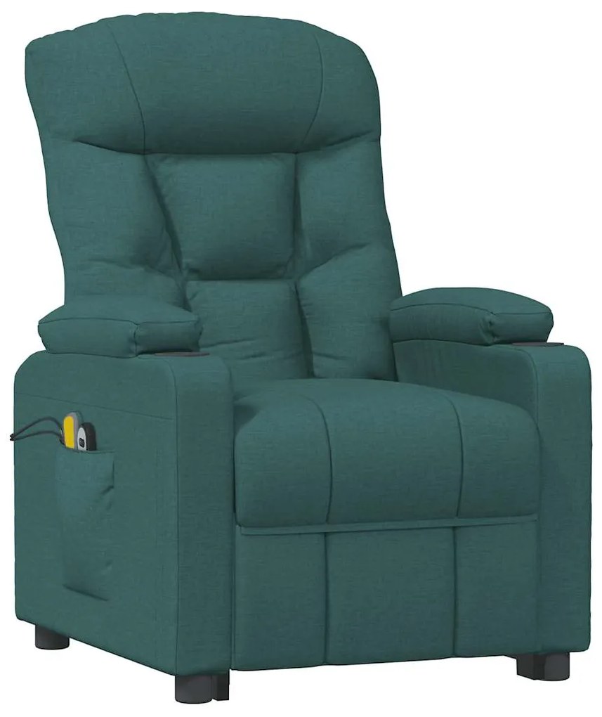 Poltrona elevatória de massagens tecido verde-escuro