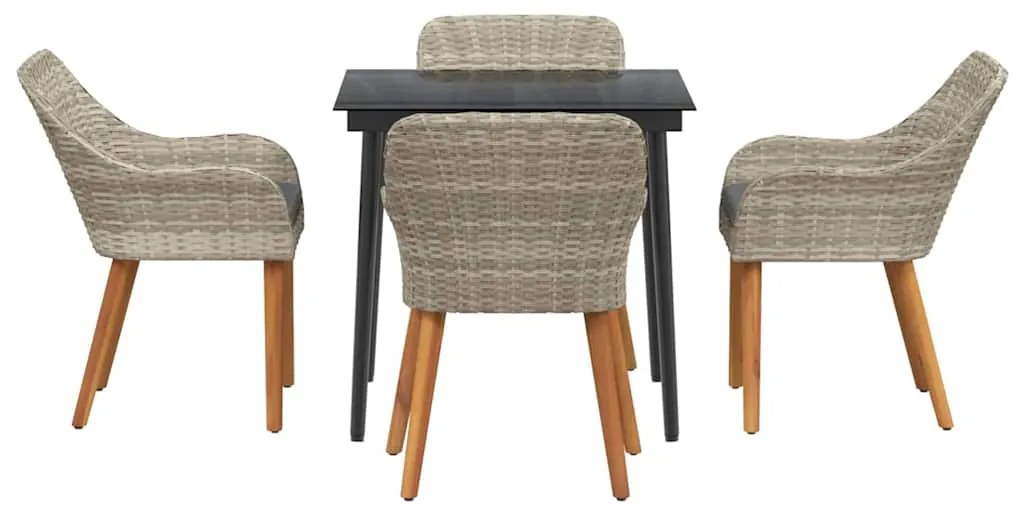 Conjunto de sala de jantar 5 pcs Cinza claro e preto