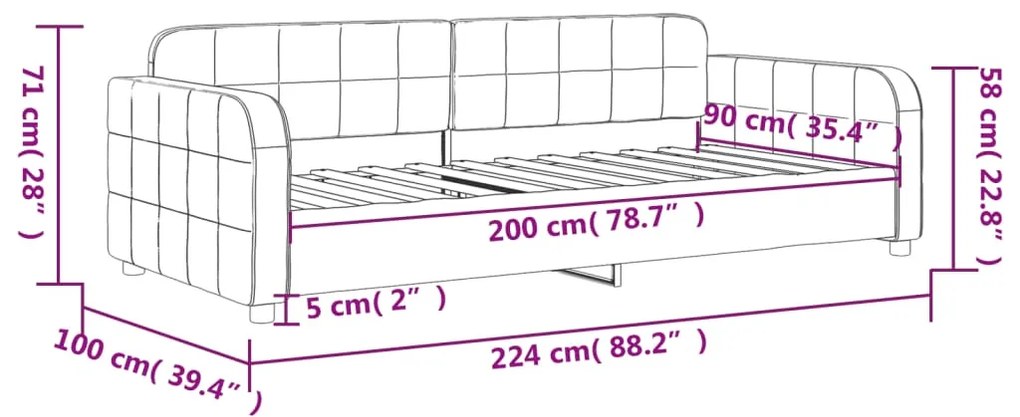 Sofá-cama 90x200 cm veludo cinzento-escuro