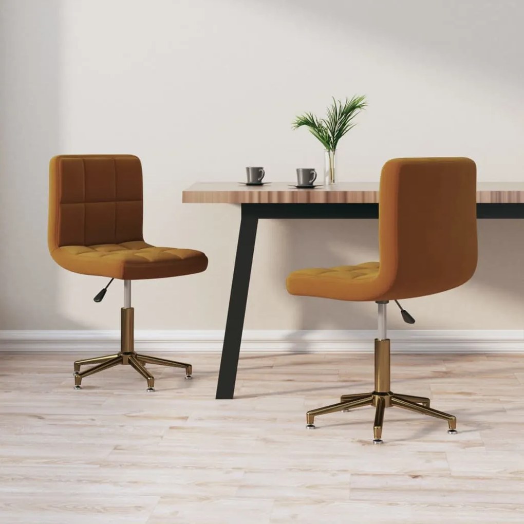 vidaXL Cadeiras de jantar giratórias 2 pcs veludo castanho