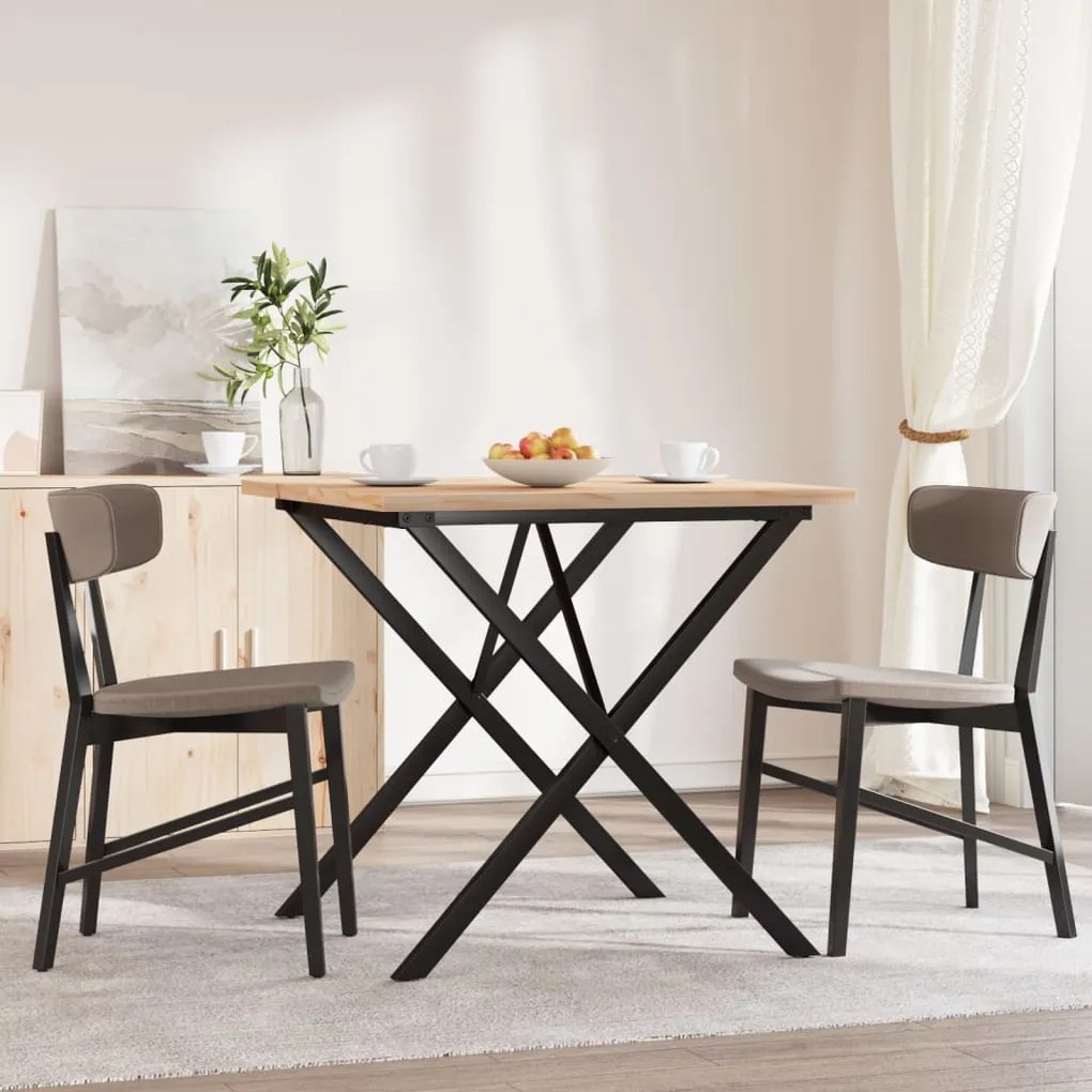 Mesa de jantar estrutura em X 90x90x75,5 cm pinho/aço