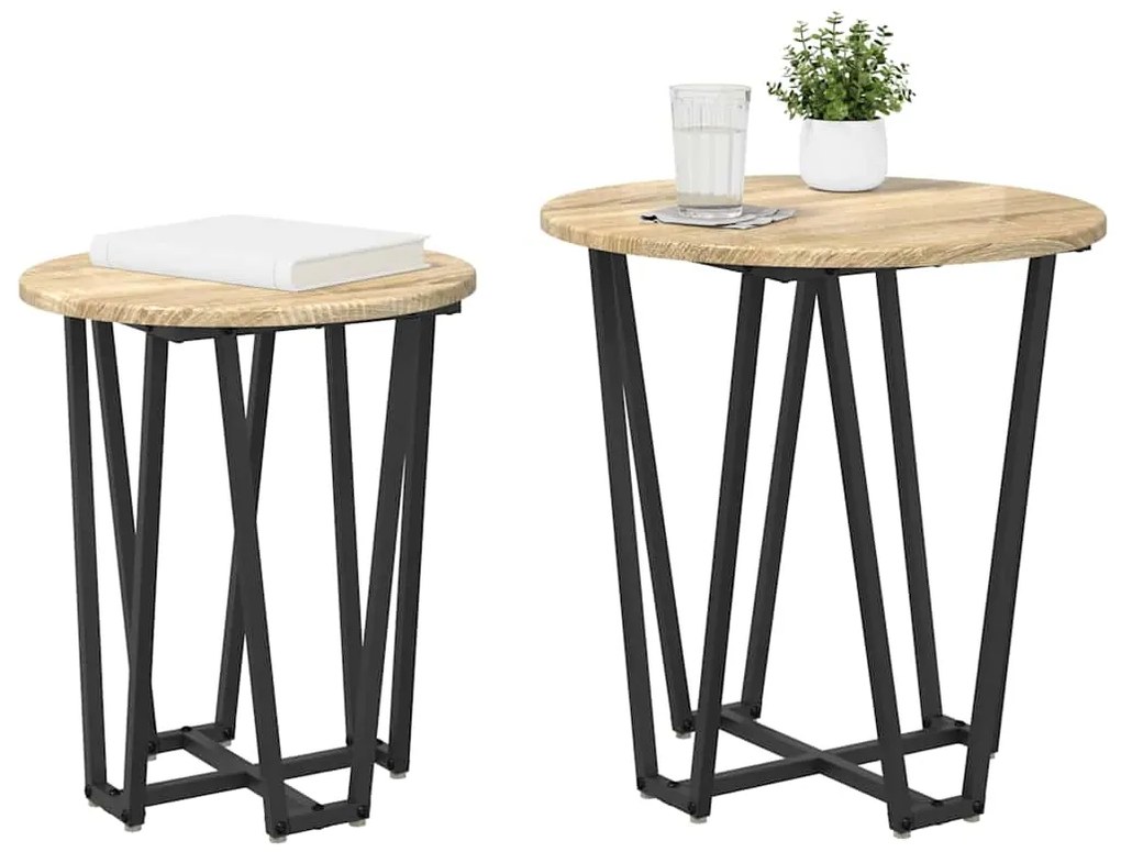 Mesa de Apoio vidaXL 2 pcs Madeira de Carvalho Sonoma e Metal