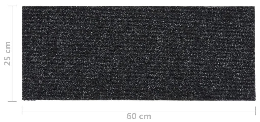 Tapetes de escada adesivos retangulares 15 pcs 60x25 cm preto