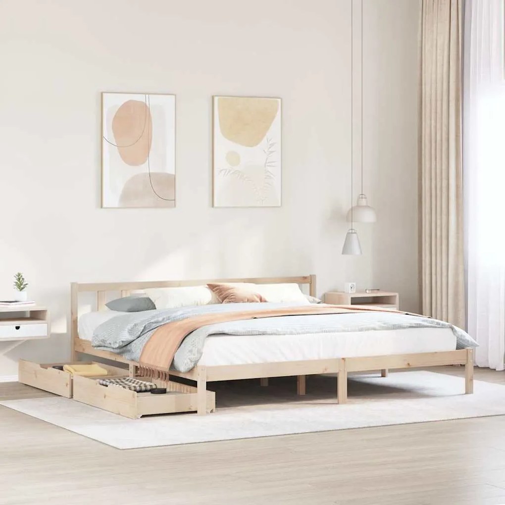 vidaXL Cama sem colchão 180x200 cm madeira de pinho maciça