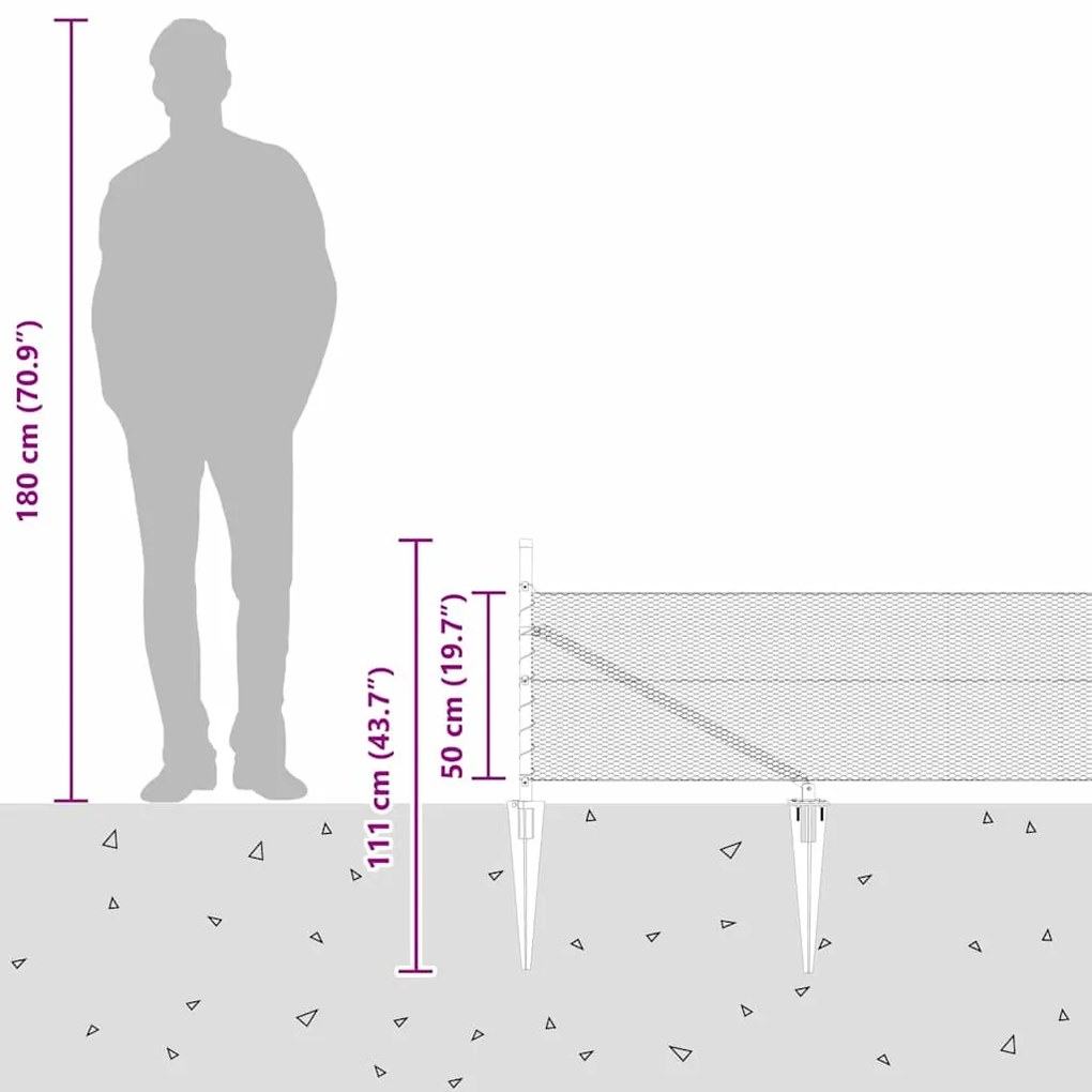Cerca Hexagonal vidaXL Cinza 0,5x50 m Aço