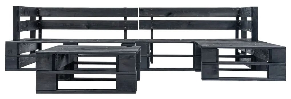 Sofás de paletes para jardim 4 pcs madeira preto