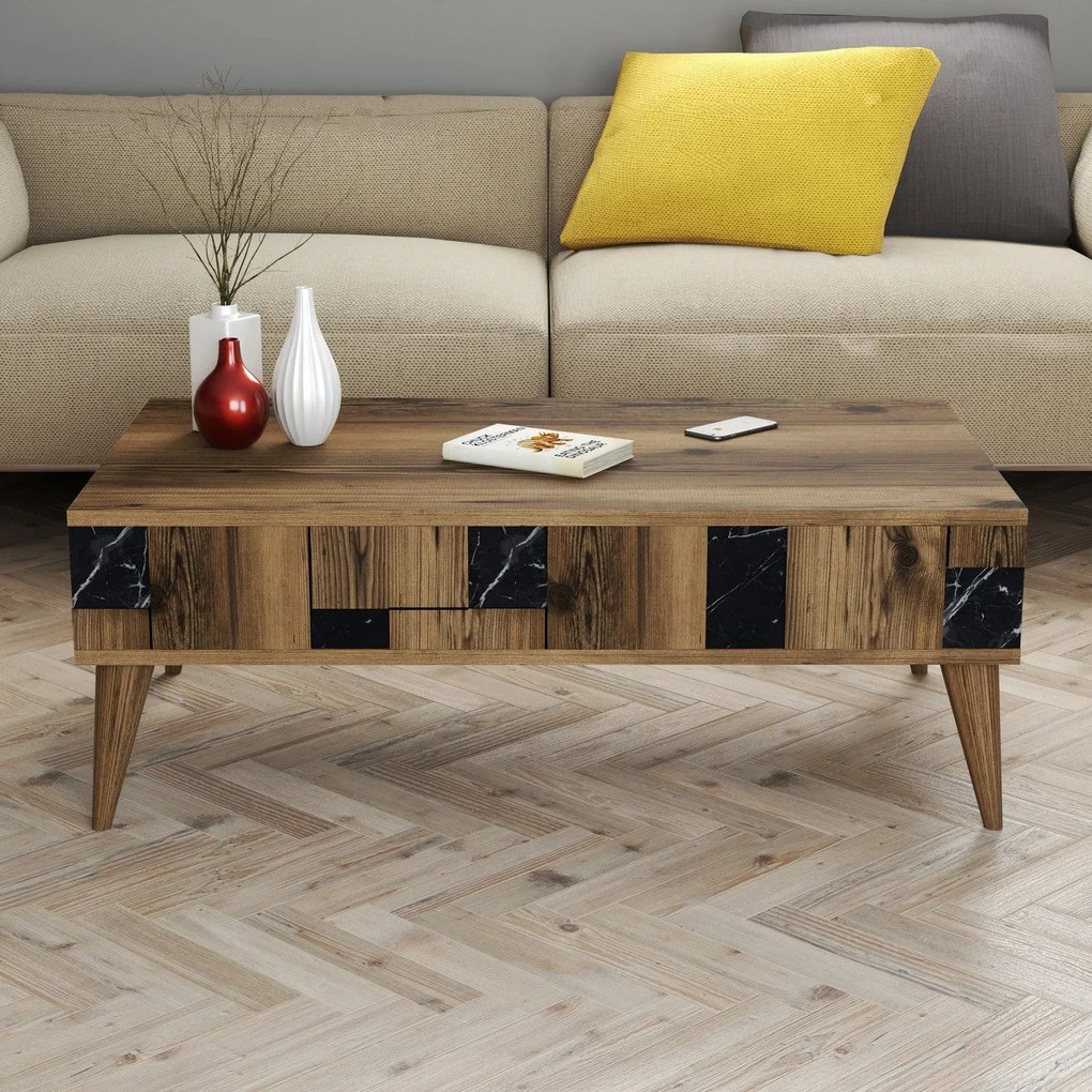 Mesa de Centro Madrid – Noz/Preto – 105x37,6x60 cm