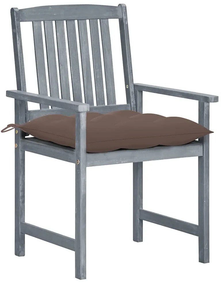 Cadeiras de jardim c/ almofadões 8 pcs acácia maciça cinzento