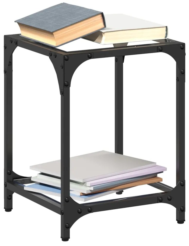 vidaXL Mesa de centro c/ topo em vidro transparente 30x30x40 cm aço