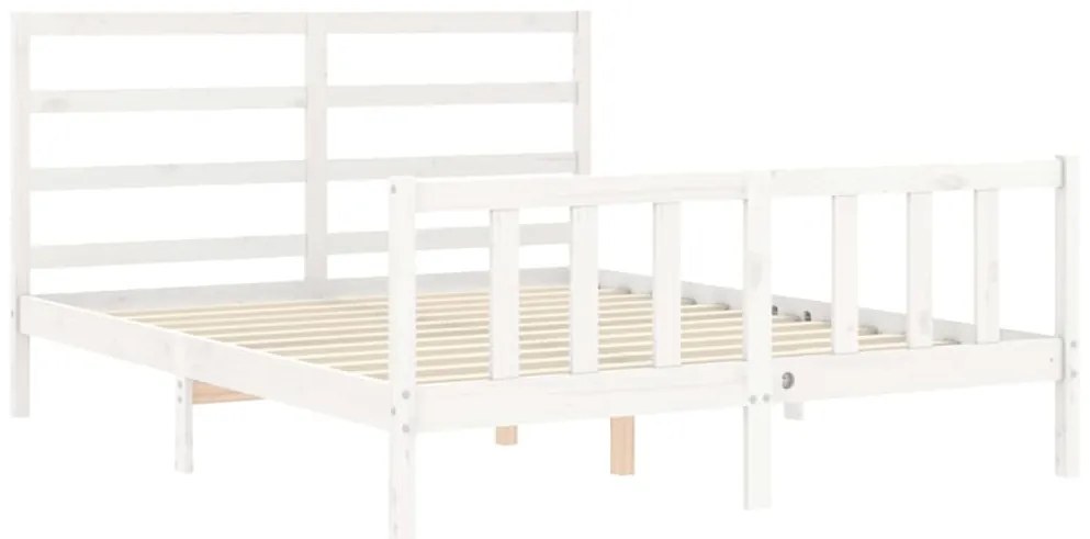 Cama sem colchão 160x200 cm madeira de pinho maciça branco