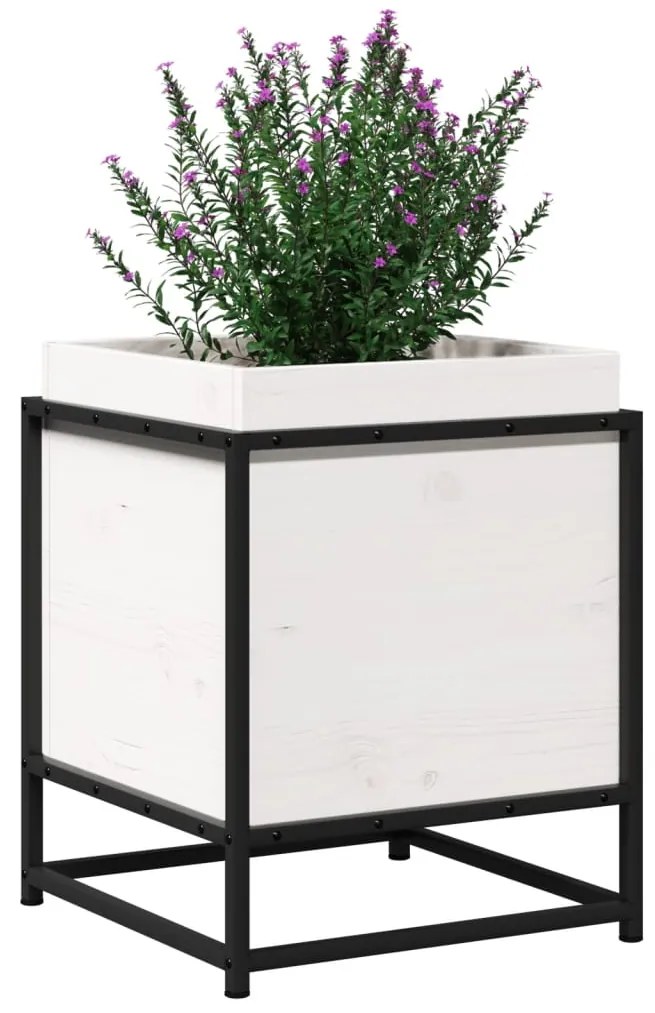 Vaso/floreira de jardim 40x40x50 cm madeira pinho maciça branco