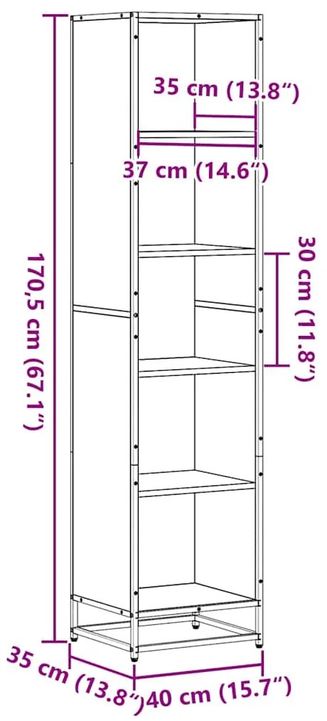 Estante 40x35x170,5 cm contraplacado preto