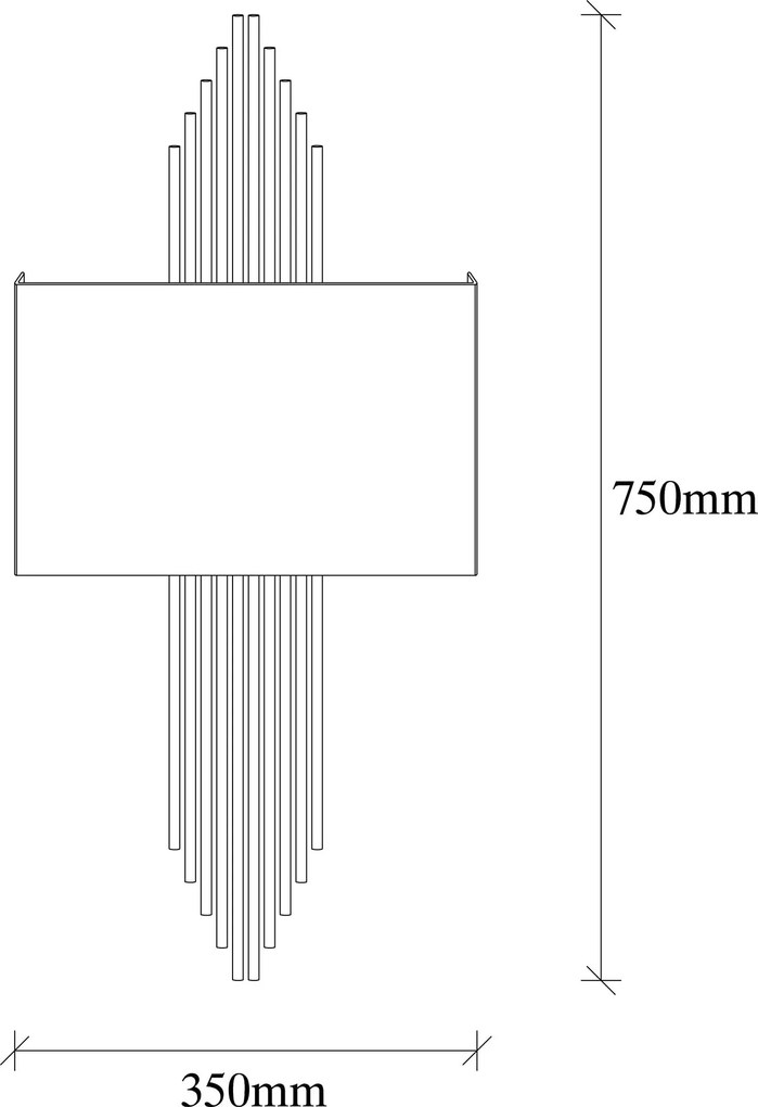 Aplique de Parede 621 – Preto – 75 x 10 x 22 cm