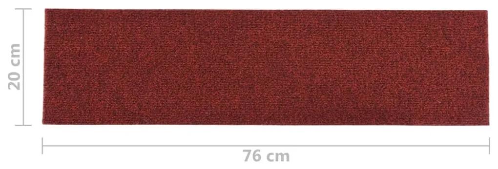 Tapetes escada adesivos retangulares 15 pcs 76x20 cm vermelho