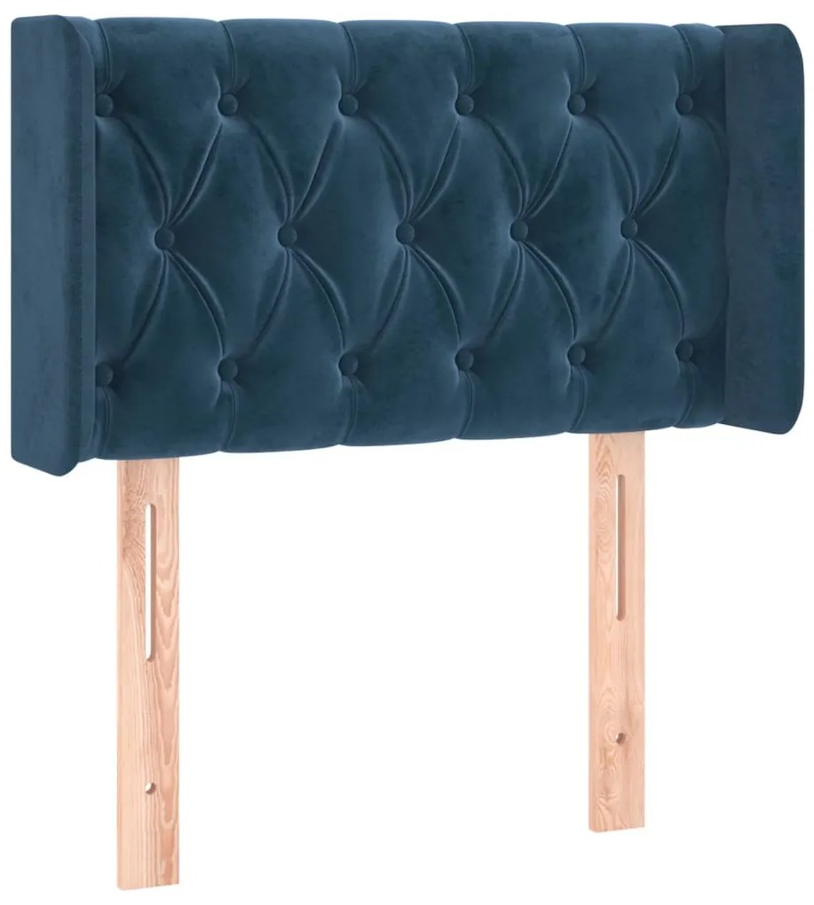 Cabeceira de cama c/ luzes LED veludo 83x16x78/88cm azul-escuro