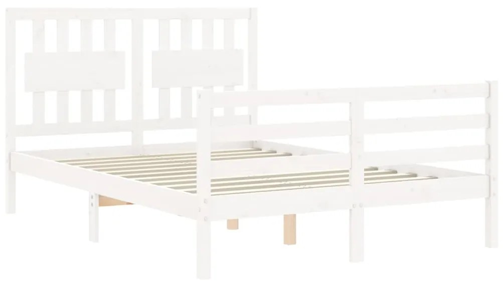 Estrutura de cama com cabeceira 120x200cm madeira maciça branco