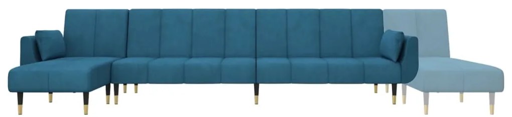 Sofá-cama em forma de L 275x140x70 cm veludo azul