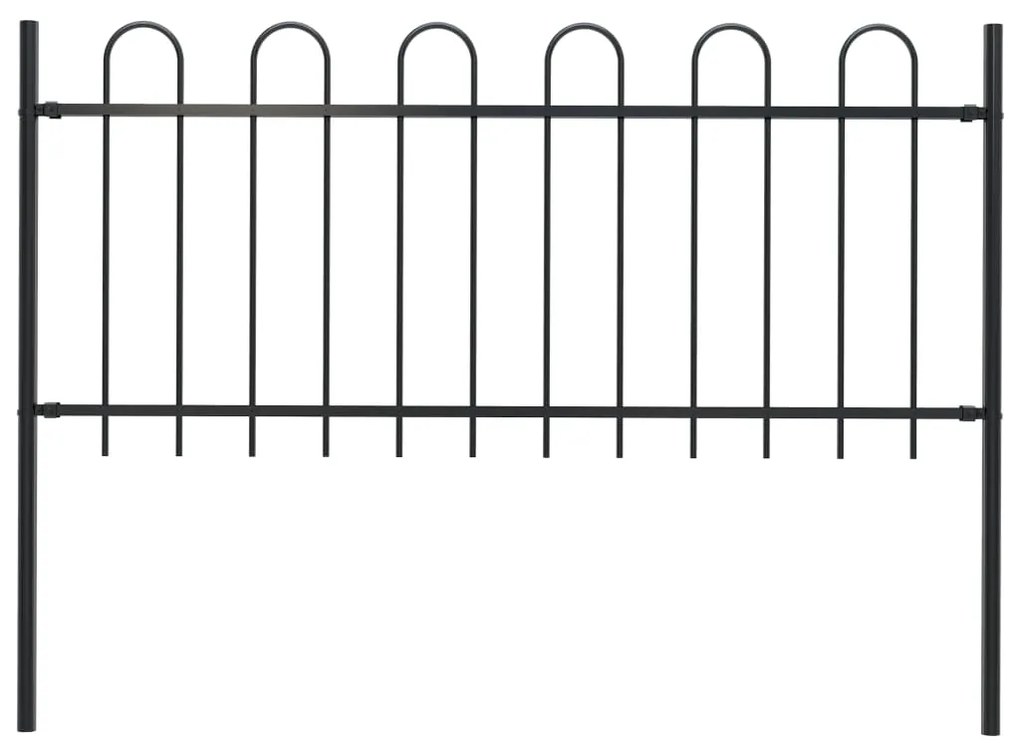 vidaXL Cerca de jardim com arco superior em aço 181x80 cm preta
